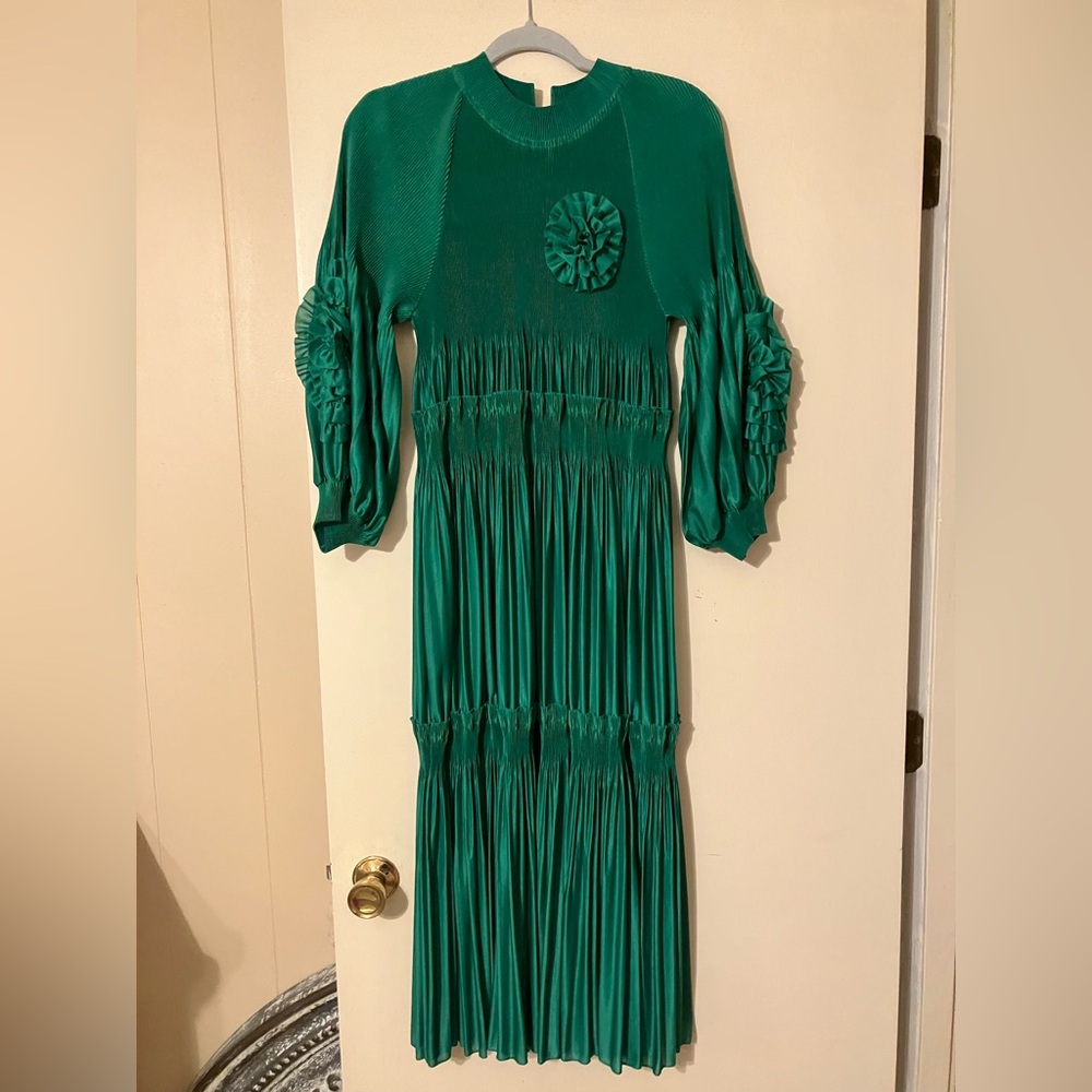 Elegant Green Long Sleeve Dress NEW NEVER WORN